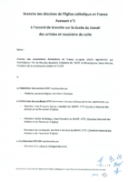 2022-10-17 Avenant n°1 Durée du travail des artistes et musiciens du culte – branche professionnelle des diocèses de l’Eglise catholique en France